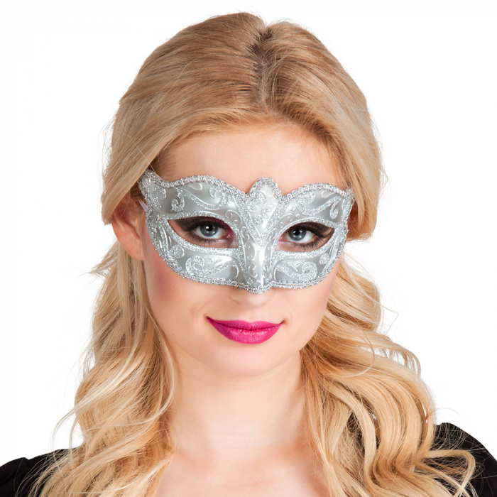 verkoop - attributen - Themafeest - Venetiaans masker Felina zilver